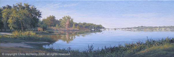 "Boat Ramp" oil on canvas  landscape painting by Dallas artist Chris McHenry