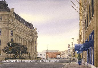 Downtown Dallas painting of Municipal Building by Dallas artist Chris McHenry