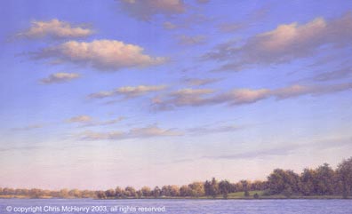 "Late Evening" White Rock Lake painting by Dallas Texas artist Chris McHenry