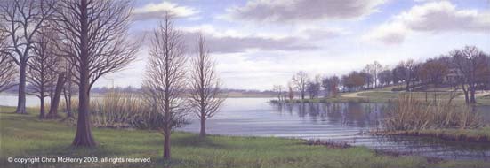 "Tadpole Bay" White Rock Lake Texas landscape painting by Dallas artist Chris McHenry