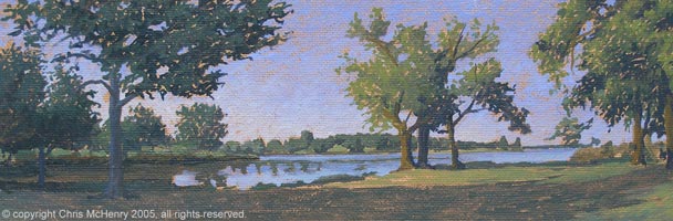 "Boat Ramp" oil on canvas  landscape painting by Dallas artist Chris McHenry